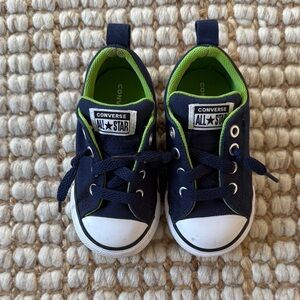 Converse Kids' Navy and Lime Sneakers